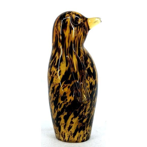 Murano Art Glass Penguin Figurine Italy Hand Blown Glass Yellow Black 3.75" - Picture 2 of 6
